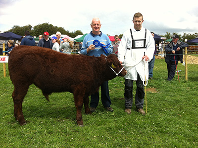 Athlone Show '15 2nd winner male calf Tullamaine Pimpant with Andrew & Joseph Byrne